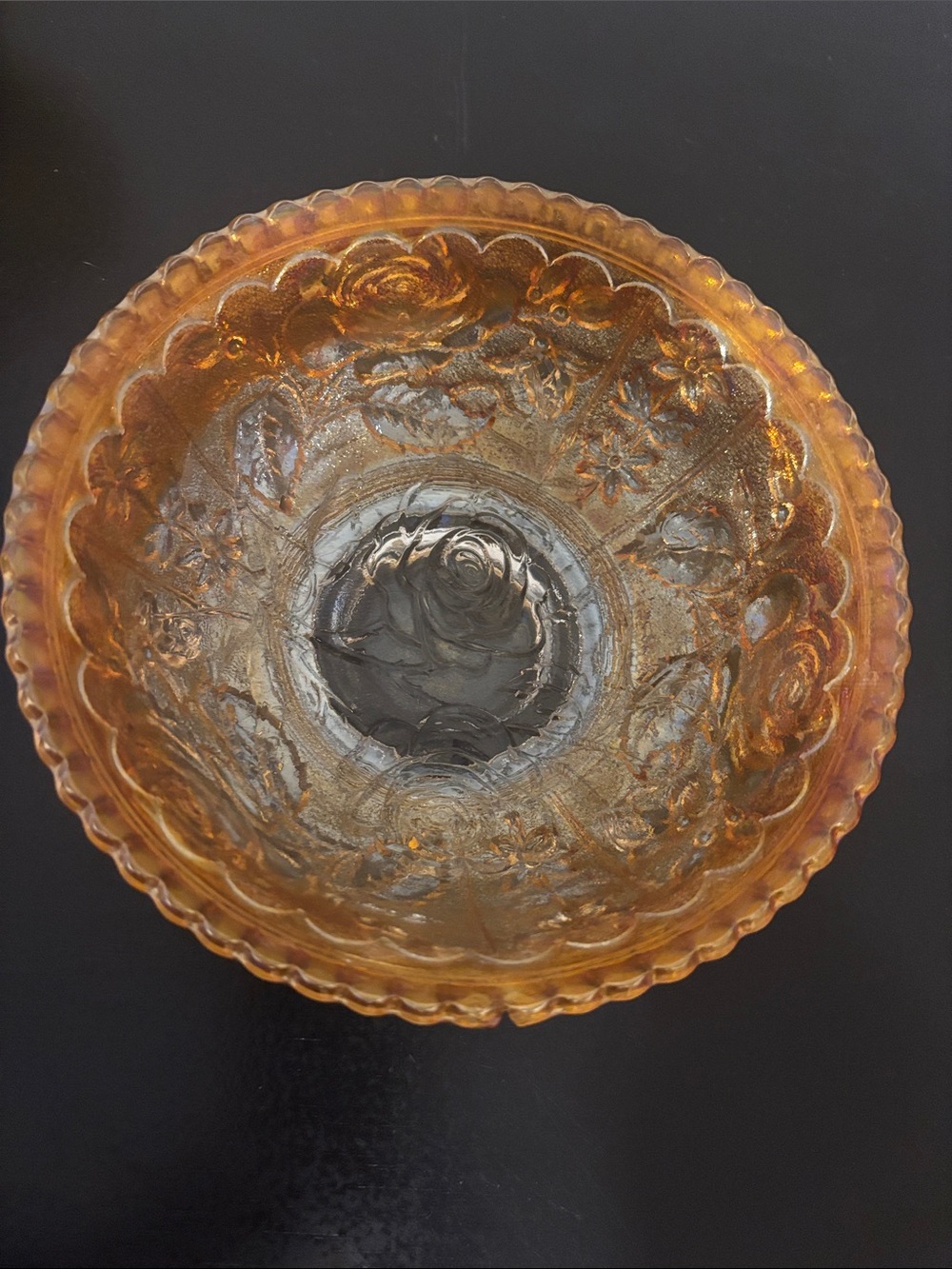 Amber Iridescent Glass Decorative Bowl - Unbranded